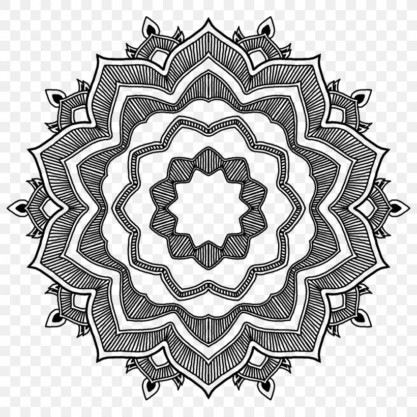 Mandala Black And White Desktop Wallpaper, PNG, 1280x1280px, Mandala, Bicycle Drivetrain Part, Black And White, Coloring Book, Geometric Shape Download Free