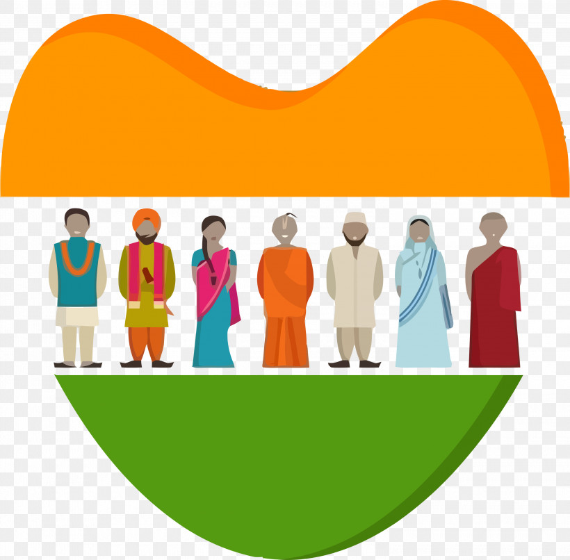 Happy India Republic Day, PNG, 3000x2951px, Happy India Republic Day, Conversation, Line, Orange, People Download Free