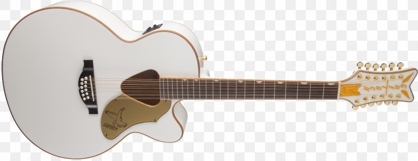Twelve-string Guitar Gretsch White Falcon Acoustic-electric Guitar Cutaway, PNG, 2400x929px, Watercolor, Cartoon, Flower, Frame, Heart Download Free
