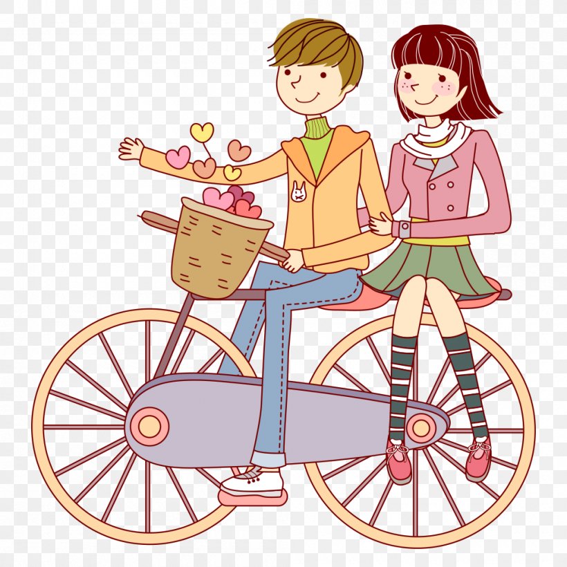 Bicycle Cycling Cartoon, PNG, 1000x1000px, Bicycle, Area, Art, Artwork, Bicycle Accessory Download Free