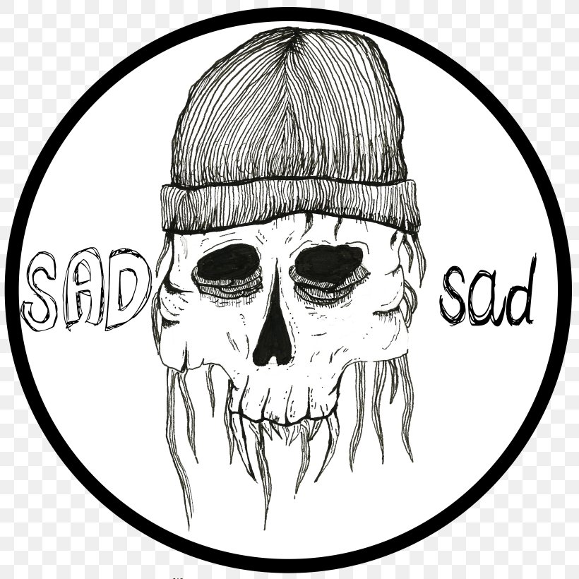 Sticker Smiley Emoticon Sadness Clip Art, PNG, 2460x2460px, Sticker, Artwork, Black And White, Bone, Bumper Sticker Download Free