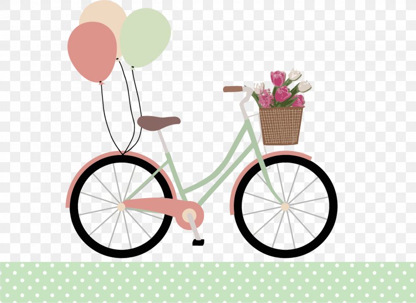 Bicycle Balloon Cycling Clip Art, PNG, 2400x1751px, Bicycle, Balloon, Bicycle Accessory, Bicycle Baskets, Bicycle Frame Download Free