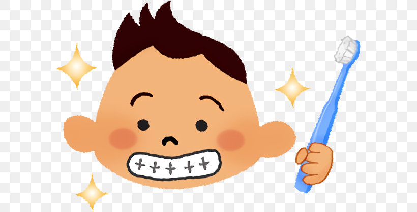 Cartoon Nose Tooth Brushing Cheek Smile, PNG, 600x418px, Cartoon, Cheek, Gesture, Happy, Nose Download Free
