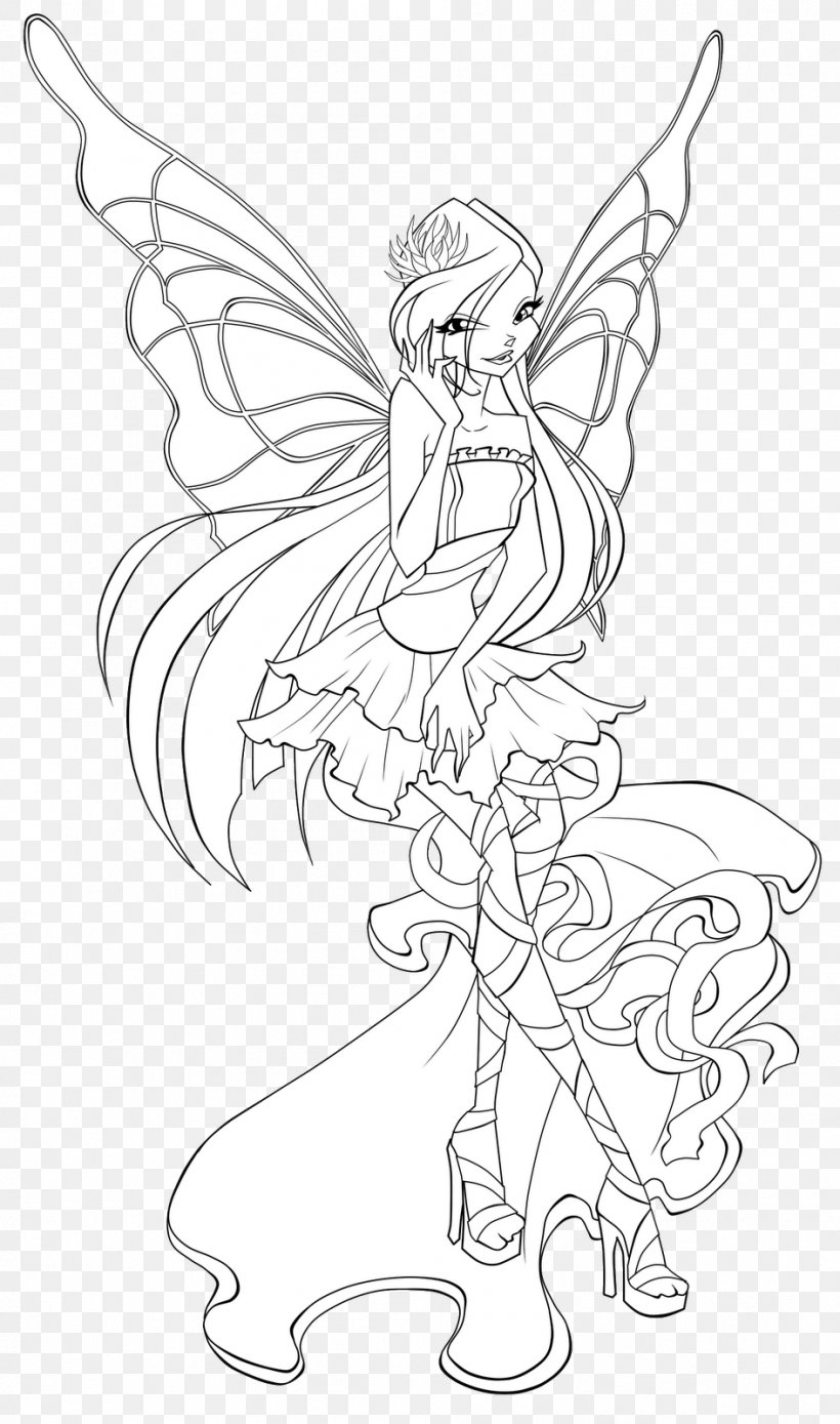 Bloom Line Art Musa Black And White Drawing, PNG, 944x1600px, Bloom, Adult, Art, Artwork, Black And White Download Free