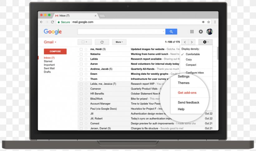 Inbox By Gmail G Suite Email, PNG, 1000x592px, Gmail, Addon, Android, Brand, Computer Download Free