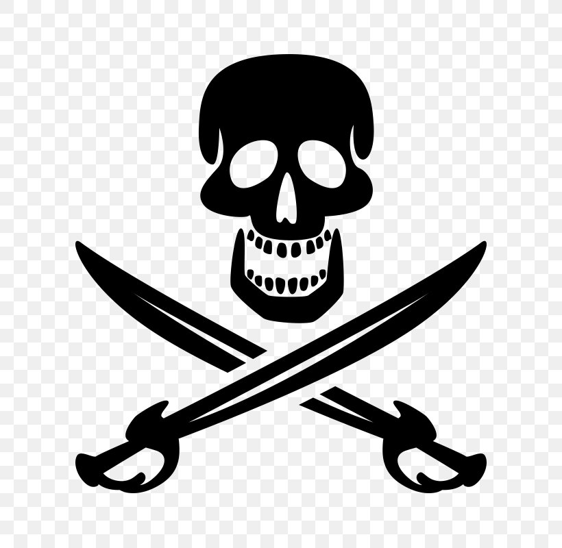 Skull Piracy Clip Art, PNG, 800x800px, Skull, Art, Black And White, Bone, Cold Weapon Download Free