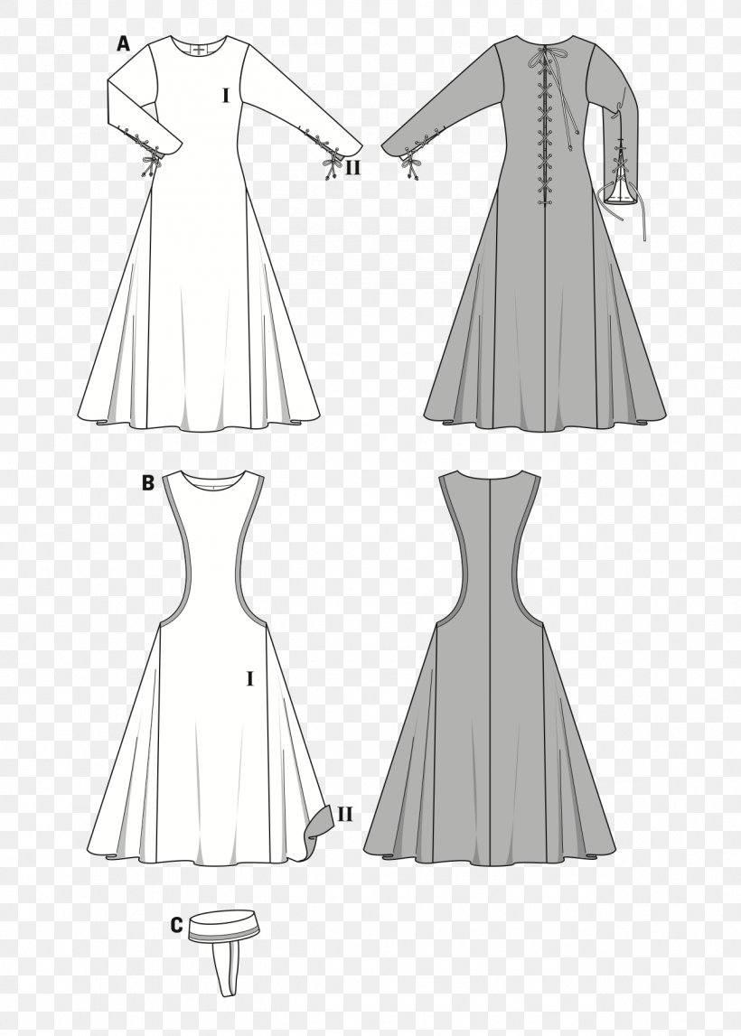 Middle Ages Surcoat Dress Costume Pattern, PNG, 1286x1800px, Watercolor, Cartoon, Flower, Frame, Heart Download Free