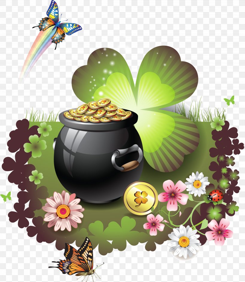 Saint Patrick's Day Clover March 17 Clip Art, PNG, 4428x5093px, Saint Patrick S Day, Bead, Butterfly, Clover, Fictional Character Download Free