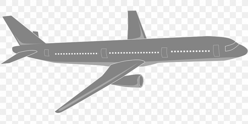 Airplane Clip Art Black And White Vector Graphics Image, PNG, 960x480px, Airplane, Aerospace Engineering, Air Travel, Airbus, Airbus A330 Download Free