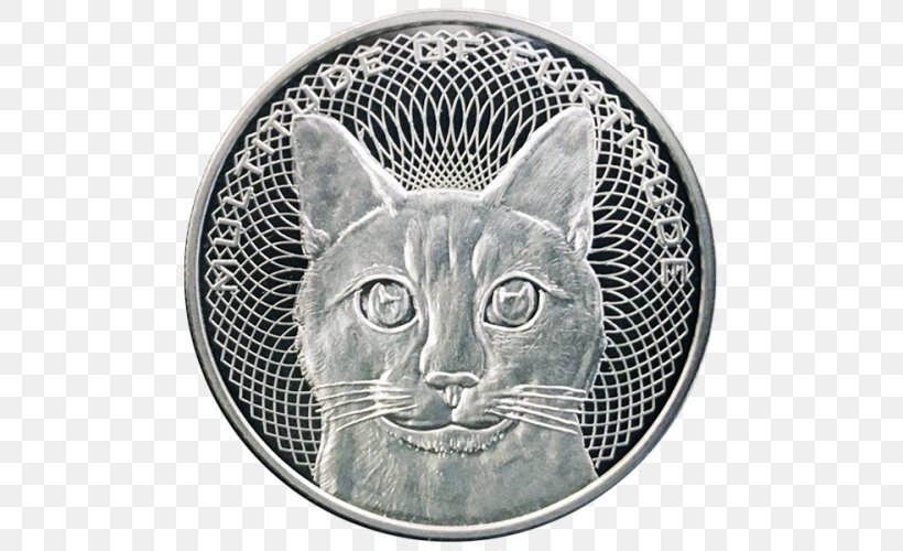Whiskers Tabby Cat Silver Precious Metal, PNG, 500x500px, Whiskers, Black And White, Bullion, Bullion Coin, Cat Download Free