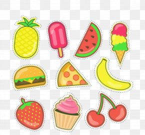 Cute Cartoon Picture Material Food - Ice Cream Junk Food Hamburger Fruit PNG