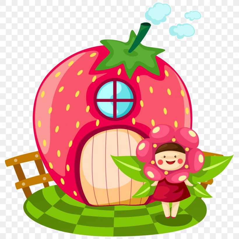 Strawberry House Cartoon, PNG, 1201x1201px, Strawberry, Cartoon, Drawing, Fictional Character, Food Download Free