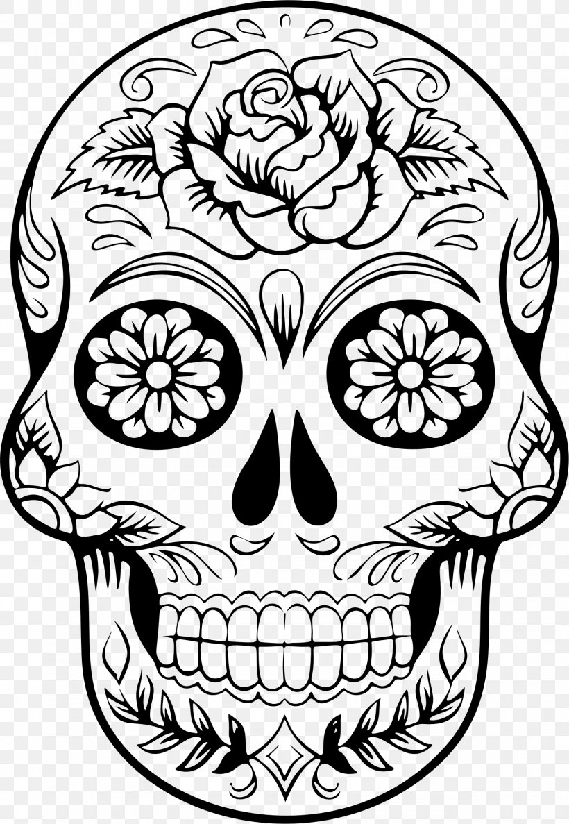 Calavera Skull Day Of The Dead Clip Art, PNG, 1606x2325px, Calavera, Art, Artwork, Black And White, Bone Download Free