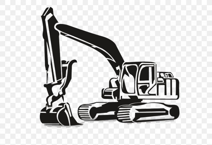 Excavator Vector Graphics Backhoe Clip Art Heavy Machinery, PNG, 900x620px, Excavator, Backhoe, Black And White, Breaker, Compact Excavator Download Free