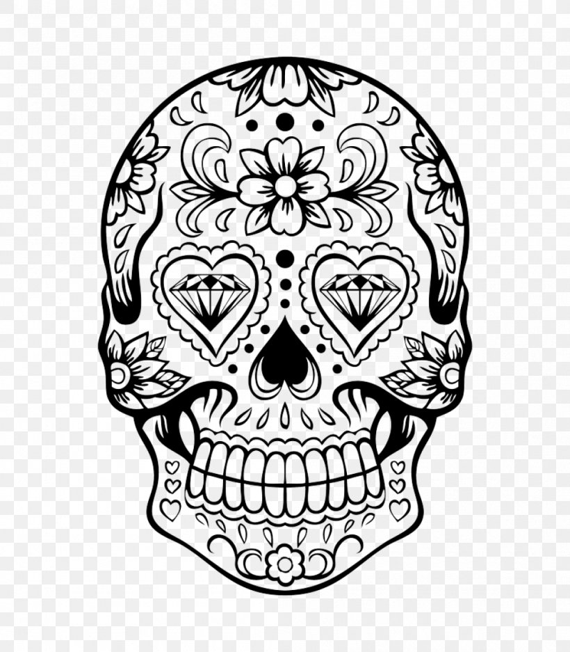 Calavera Stencil Skull Day Of The Dead Coloring Book, PNG, 1050x1200px, Calavera, Art, Black And White, Bone, Color Download Free
