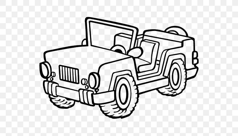 Jeep Wrangler Car Willys MB Coloring Book, PNG, 600x470px, Jeep, Automotive Design, Black And White, Car, Color Download Free