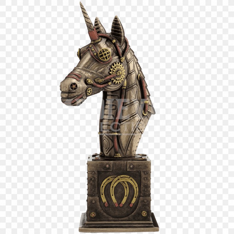 Steampunk Figurine Unicorn Bust Horse, PNG, 850x850px, Steampunk, Airship, Bronze, Bust, Carving Download Free
