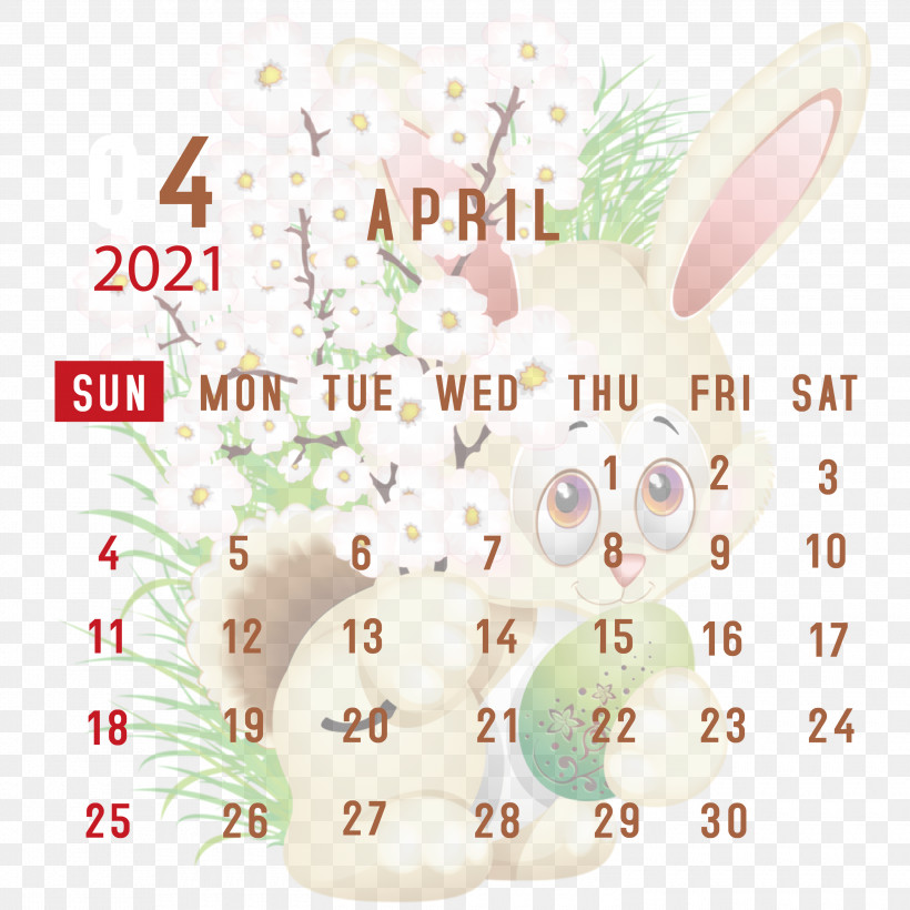 April 2021 Printable Calendar April 2021 Calendar 2021 Calendar, PNG, 3000x3000px, 2021 Calendar, April 2021 Printable Calendar, Biology, Easter Bunny, Meter Download Free