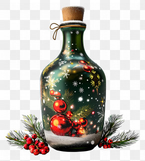 Christmas Bottle - Festive Christmas Bottle Decoration PNG