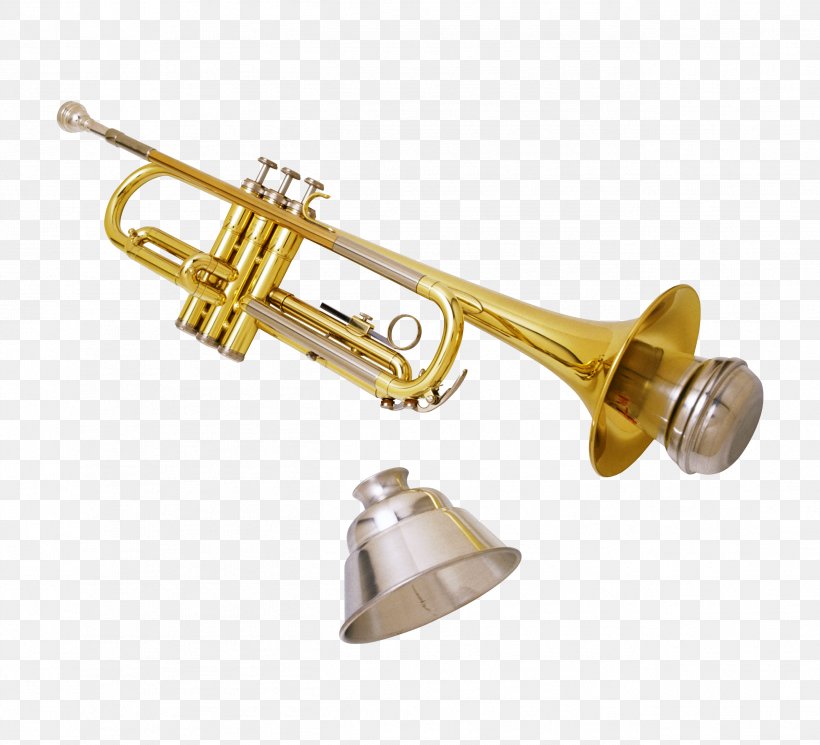 Trumpet Mute Brass Instrument Musical Instrument, PNG, 2598x2362px, Watercolor, Cartoon, Flower, Frame, Heart Download Free