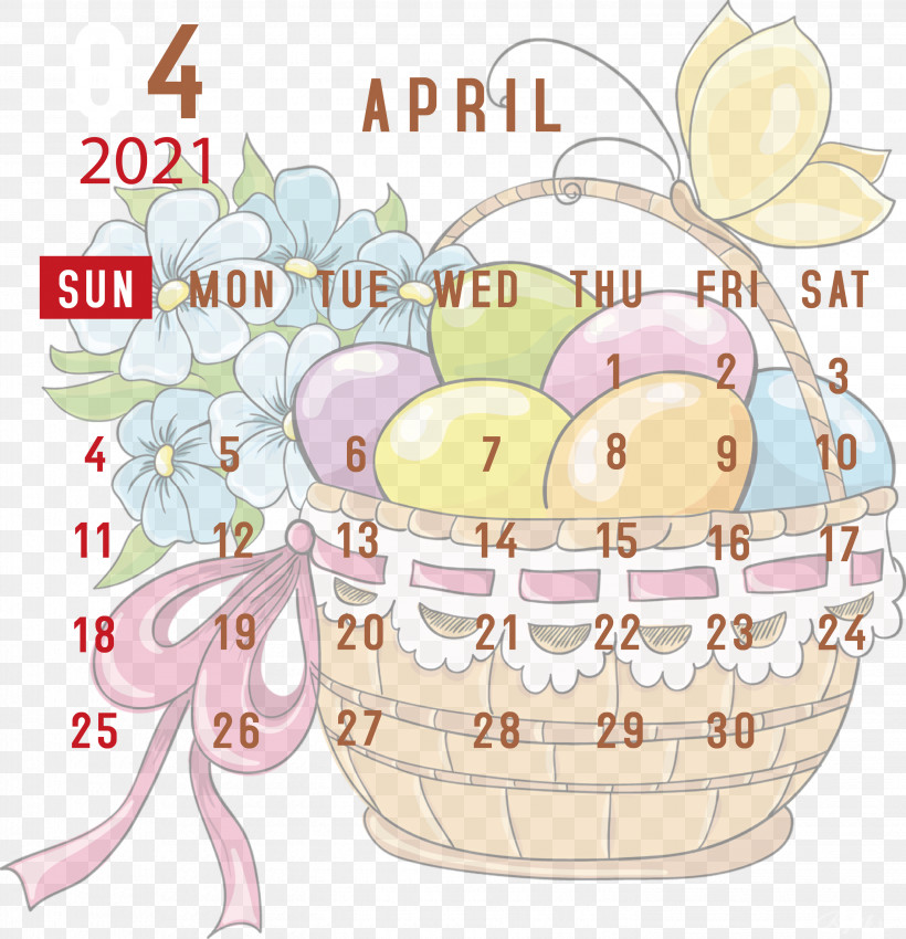 April 2021 Printable Calendar April 2021 Calendar 2021 Calendar, PNG, 2891x3000px, 2021 Calendar, April 2021 Printable Calendar, Basket, Cartoon, Gift Download Free