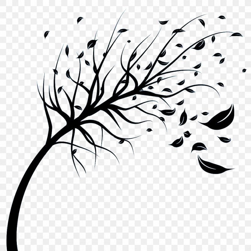 Wind Stock Photography Royalty-free Tree Clip Art, PNG, 1000x1000px, Wind, Black, Black And White, Branch, Can Stock Photo Download Free
