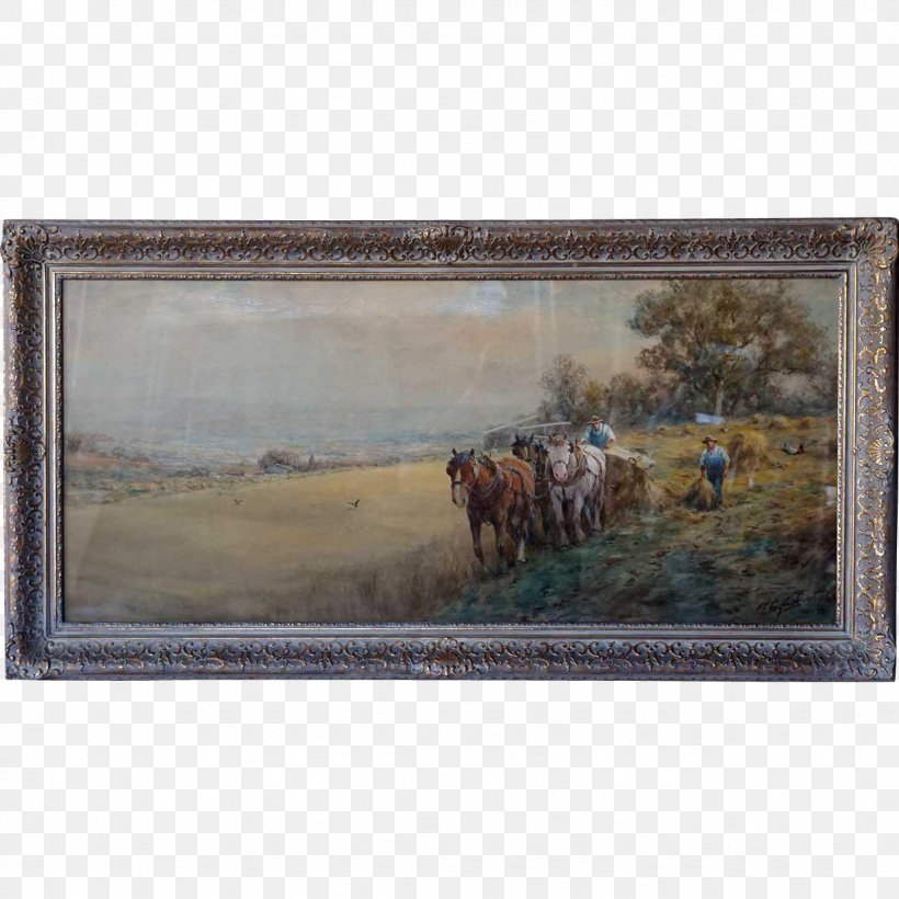 Watercolor Painting Oil Pastel, PNG, 1227x1227px, Painting, Cattle, Cattle Like Mammal, English, Framed Download Free