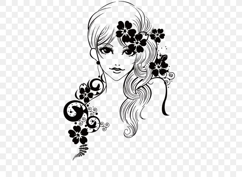 Black And White Drawing Illustration, PNG, 424x600px, Watercolor, Cartoon, Flower, Frame, Heart Download Free