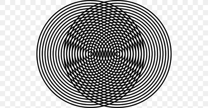 Moiré Pattern Circle Geometry Symmetry Pattern, PNG, 640x427px, Geometry, Black And White, Curve, Encyclopedia, Hypnosis Download Free