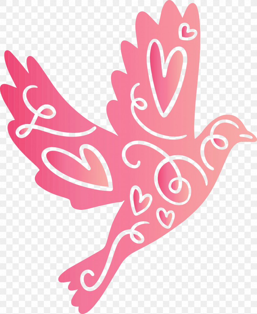 Pink Wing Sticker, PNG, 2454x3000px, Cartoon Bird, Cute Bird, Paint, Pink, Sticker Download Free