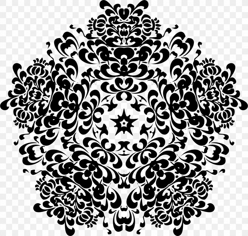 Black And White Vintage Floral Design, PNG, 2348x2236px, Black And White, Art, Black, Decorative Arts, Drawing Download Free
