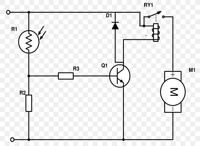 Electronic Circuit Circuit Diagram Electrical Network Electronics Relay, PNG, 800x600px, Electronic Circuit, Area, Auto Part, Black And White, Circuit Diagram Download Free