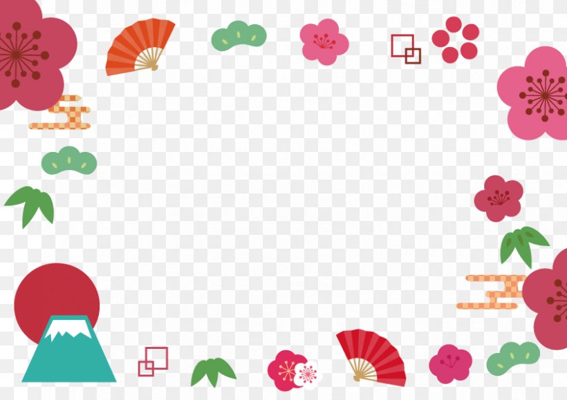 Fuji And Shochiku Plum Frame., PNG, 842x595px, Floral Design, Computer, Computer Font, Flora, Floristry Download Free