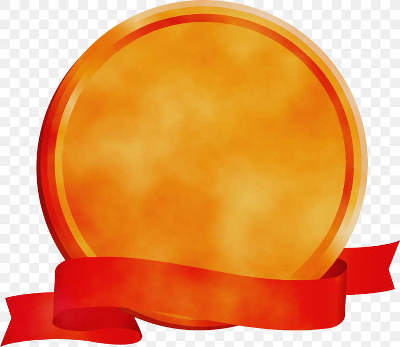 Orange, PNG, 3000x2605px, Emblem Ribbon, Amber, Automotive Lighting, Orange, Paint Download Free