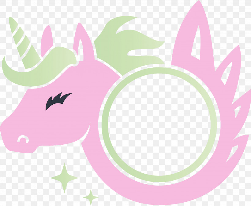 Pink Sticker Circle Magenta, PNG, 3000x2473px, Unicorn Frame, Circle, Magenta, Paint, Pink Download Free