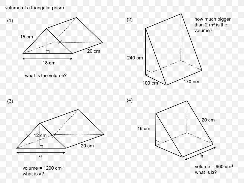 Triangle Triangular Prism Surface Area, PNG, 1500x1125px, Triangle, Area, Black And White, Cube, Diagram Download Free