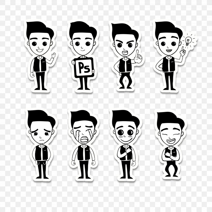 Cartoon Facial Expression Model Sheet, PNG, 2835x2834px, Cartoon, Art, Black And White, Communication, Drawing Download Free