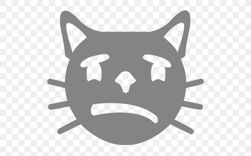 Whiskers Cat Emoji Smiley, PNG, 512x512px, Whiskers, Black, Black And White, Carnivoran, Cat Download Free