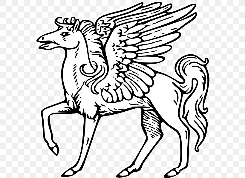 Flying Horses Pegasus Kuda Sembrani Clip Art, PNG, 582x596px, Horse, Artwork, Beak, Black And White, Coloring Book Download Free