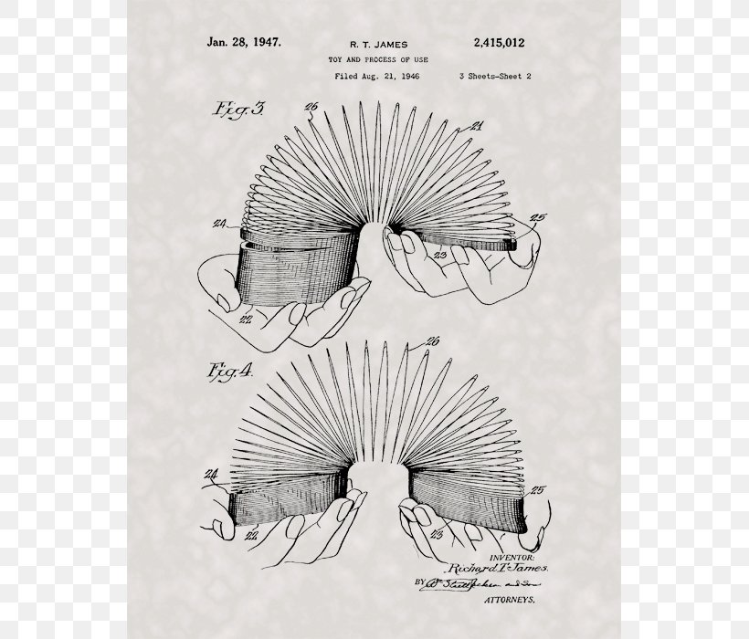 Slinky United States Patent And Trademark Office Patent Drawing Google Patents, PNG, 700x700px, Slinky, Black And White, Design Patent, Drawing, Google Patents Download Free