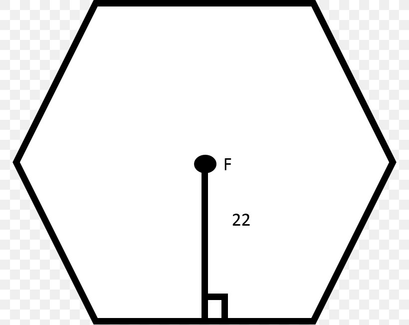 Hexagon Area Geometry Angle Drawing, PNG, 770x651px, Hexagon, Apothem, Area, Black, Black And White Download Free
