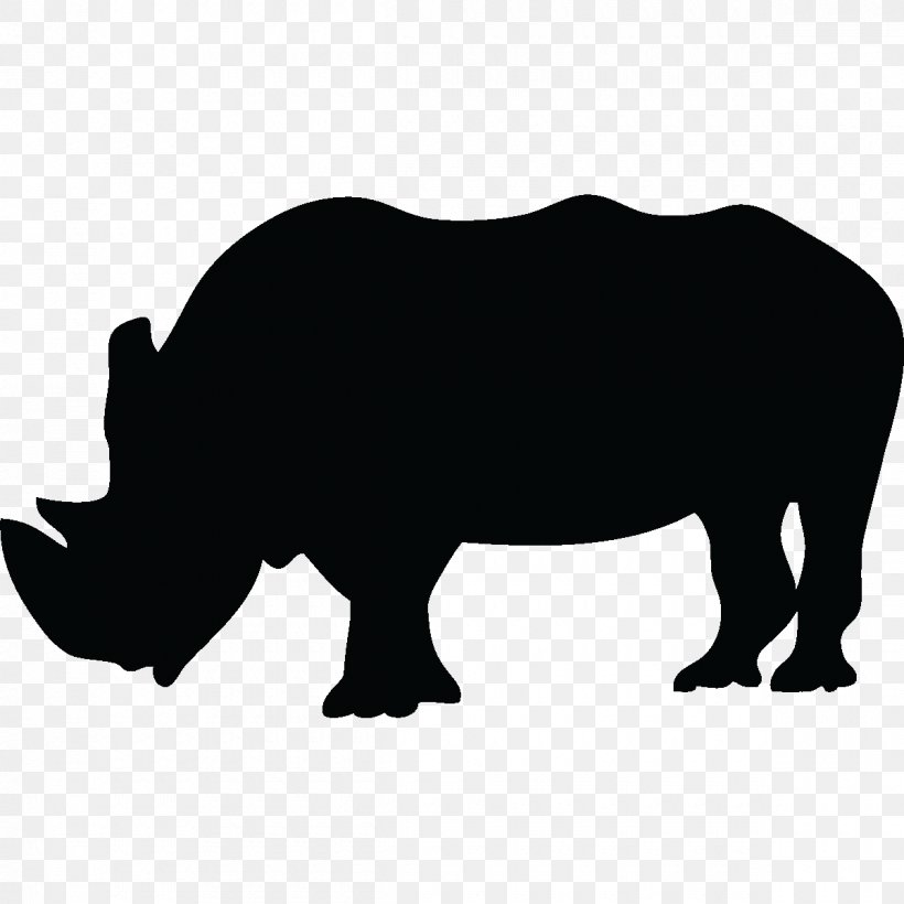White Rhinoceros Drawing Silhouette, PNG, 1200x1200px, Rhinoceros, Black And White, Black Rhinoceros, Cattle Like Mammal, Drawing Download Free
