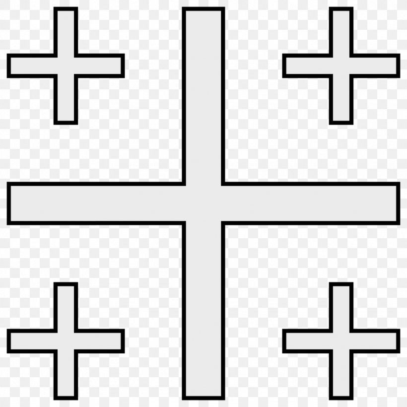 Jerusalem Cross Kingdom Of Jerusalem Symbol Cross Potent, PNG, 1024x1024px, Cross, Area, Black And White, Christian Cross, Cross Potent Download Free