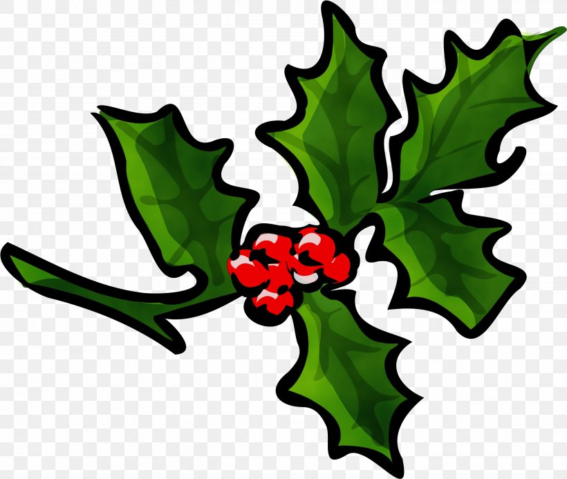 Holly, PNG, 2683x2270px, Watercolor, American Holly, Holly, Leaf, Paint Download Free