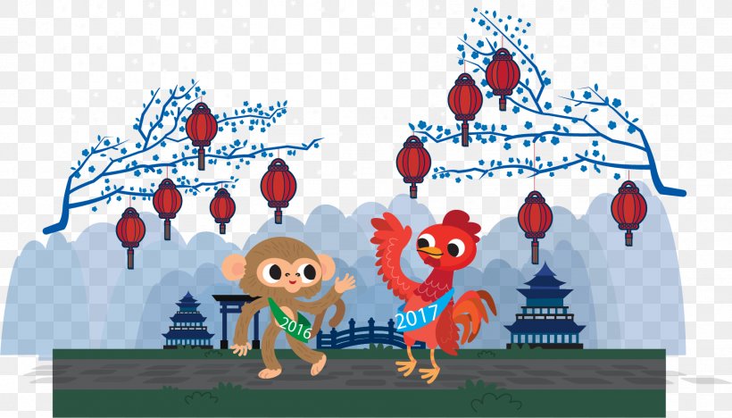 Chinese Zodiac Monkey, PNG, 1797x1026px, Chinese Zodiac, Art, Chinese New Year, Christmas, Christmas Ornament Download Free