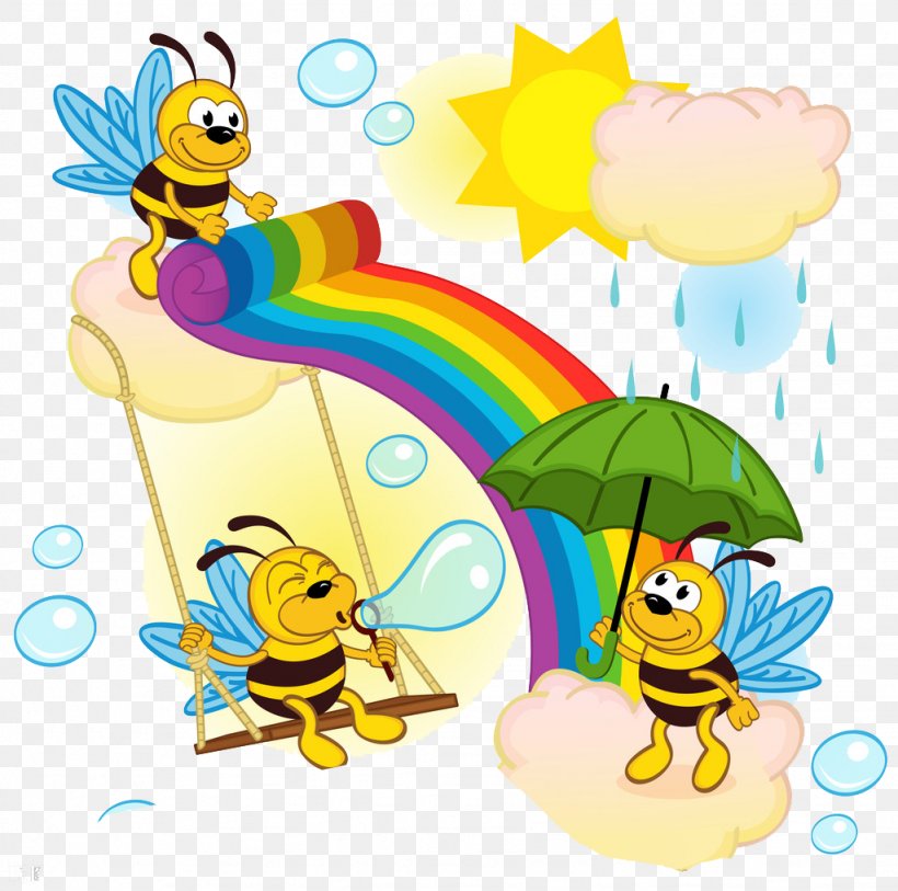 Bee Euclidean Vector Illustration, PNG, 1024x1016px, Bee, Area, Art, Artwork, Baby Toys Download Free