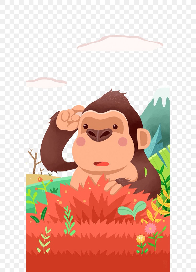Orangutan Gorilla U864eu82f1u516cu56ed Baidu Wangpan Illustration, PNG, 602x1136px, Orangutan, Art, Baidu, Baidu Wangpan, Cartoon Download Free