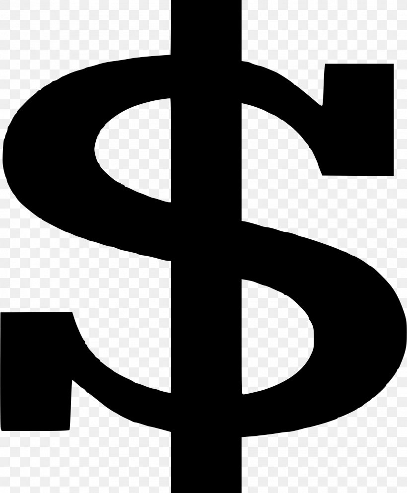 Dollar Sign United States Dollar Clip Art, PNG, 1914x2320px, Dollar Sign, Bank, Banknote, Black And White, Cross Download Free