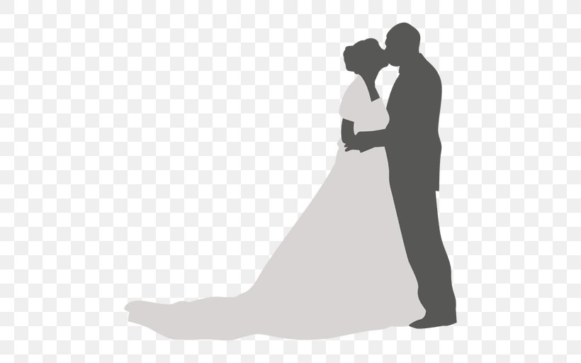 Silhouette Wedding Kiss Couple, PNG, 512x512px, Silhouette, Arm, Black And White, Bride, Bridegroom Download Free