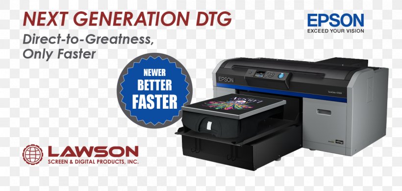 Direct To Garment Printing Epson Printer T-shirt, PNG, 1200x571px, Direct To Garment Printing, Digital Textile Printing, Dyesublimation Printer, Electronic Device, Epson Download Free